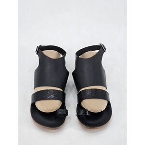 Antika Black Sandals Ankle Strap Shoes Sz 39 USA 8 Women's Leather Crisscross